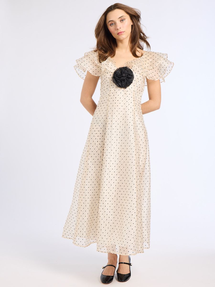 dress organza dot Coast Women's Polka Dot Tiered Organza Midi Dress in Mono