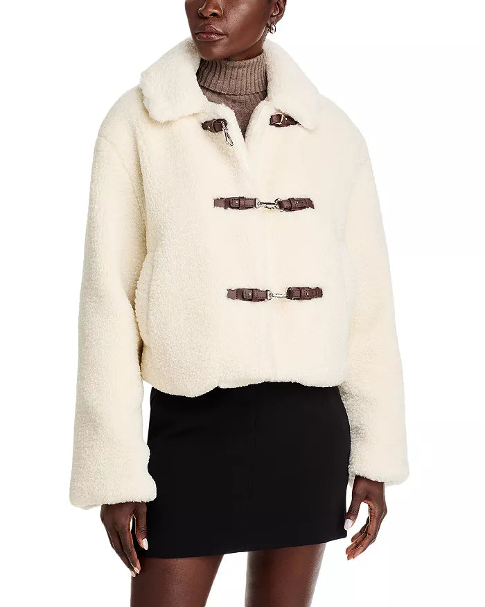 French Connection Alex Faux Fur Jacket Classic Cream Batik Chicago