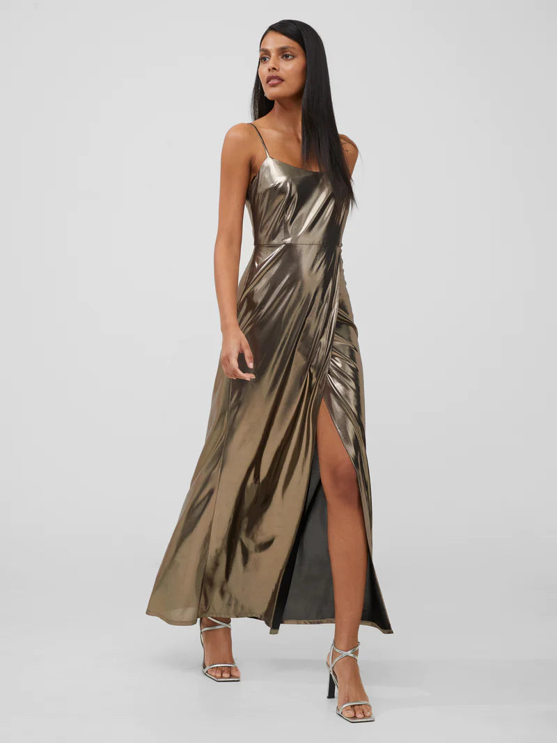 french connection gold dress Women NWT "French Connection" brownish gold sequins, open sides, dress Size 4