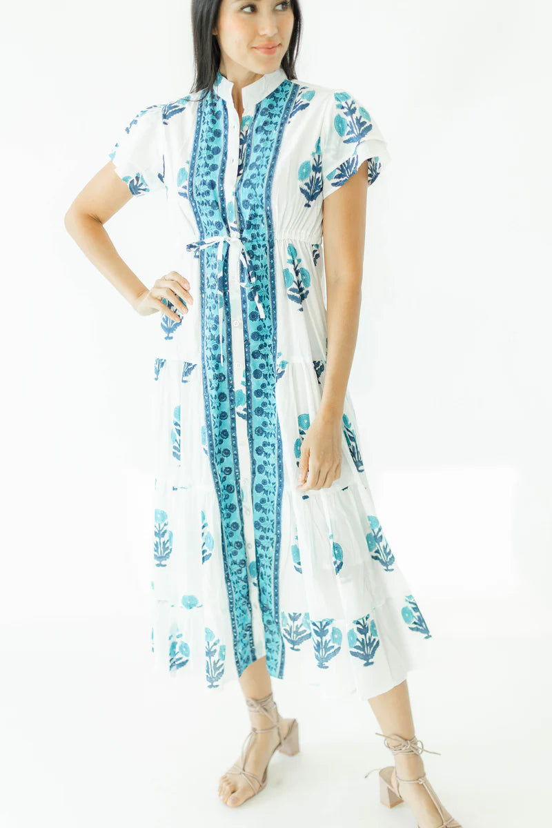 Victoria Dunn Magnolia Flutter Dress - French Blue Marigold