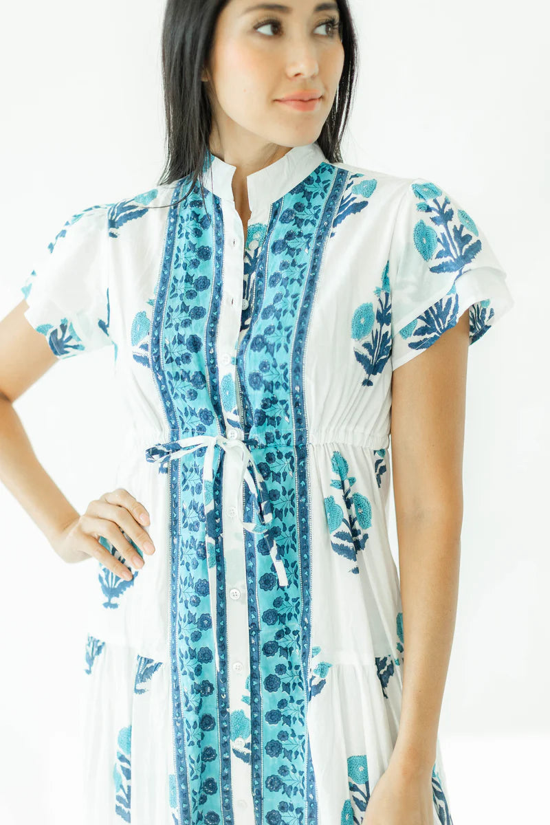 Victoria Dunn Magnolia Flutter Dress - French Blue Marigold