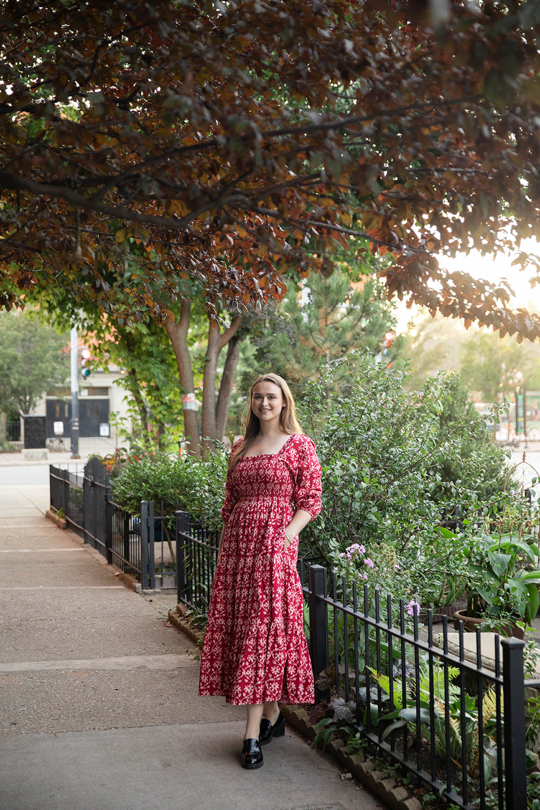 Pink City Prints Cindy Dress - Scarlet Forest – Batik Chicago