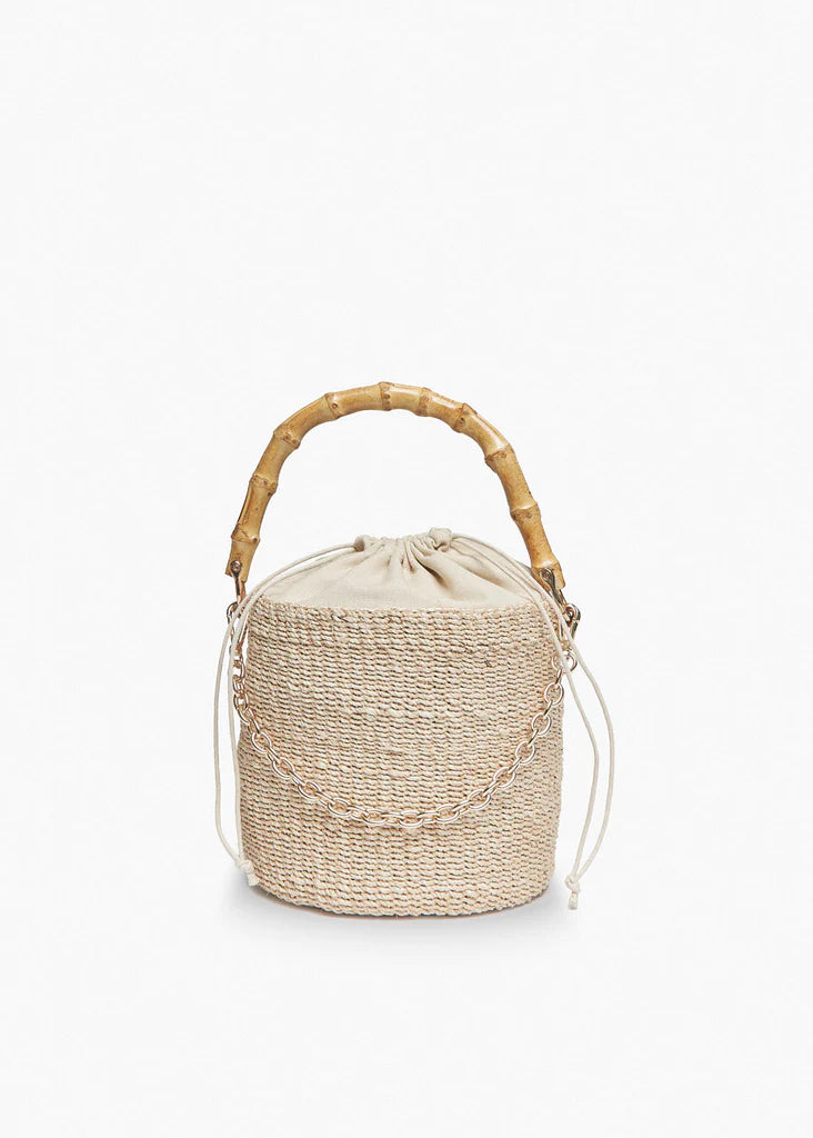 Kayu Ling Straw Bucket Tote Bag