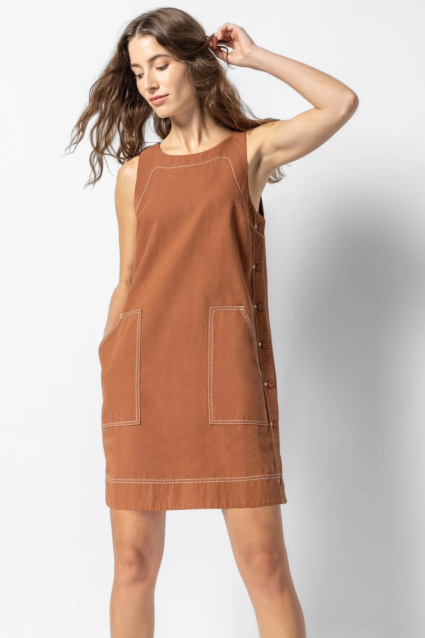 Lilla P Side Button Canvas Dress