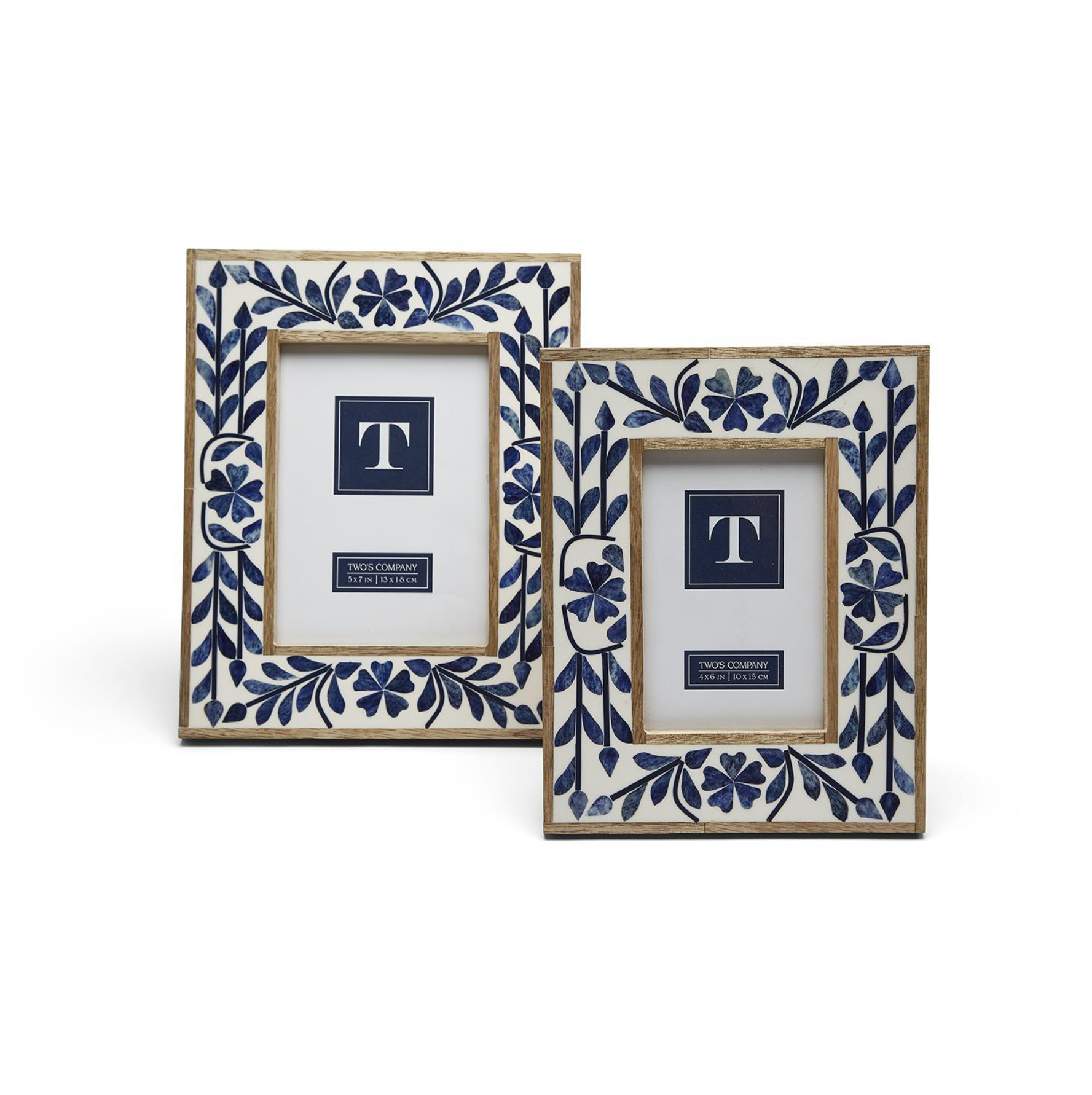 Two's Company Blue Belle Bone Inlay Photo Frame