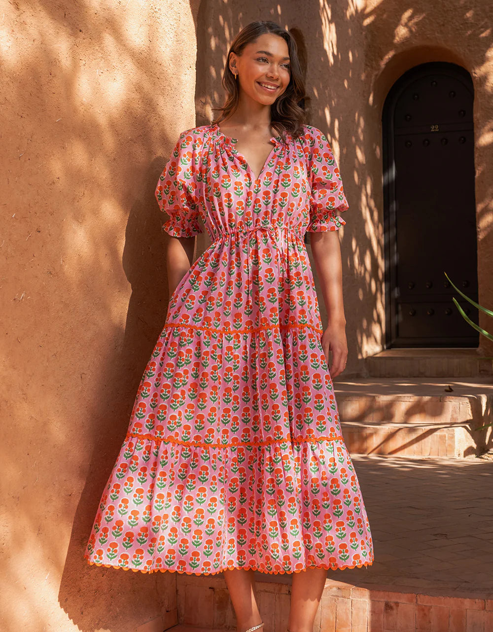 Pink City Prints Calypso Dress - Marigold Buta Pink City Prints Calypso Dress - Marigold Buta