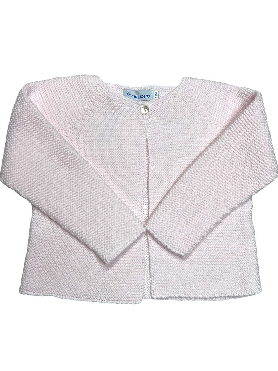 Mi Lucero Garter Stitch One Button Cardigan - Pink