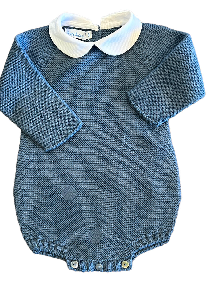 Mi Lucero Garter Stitch Bubble w/ Collar - Steward Blue