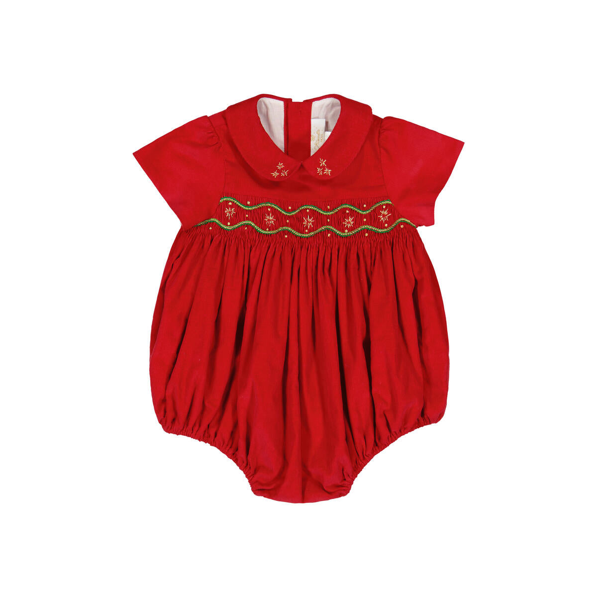 Antoinette Paris Stella Corduroy Smocked Bubble - Red