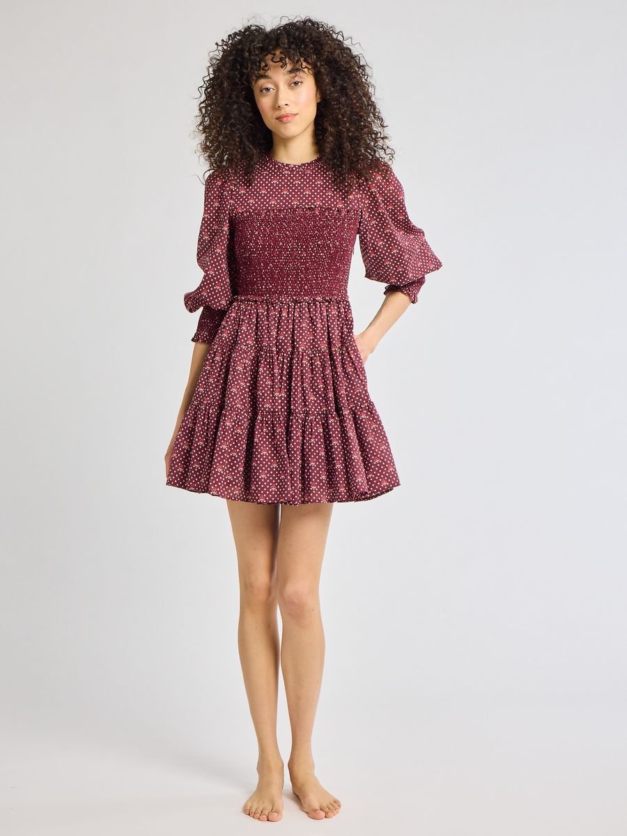 Mille Maeve Dress - Burgundy Foulard