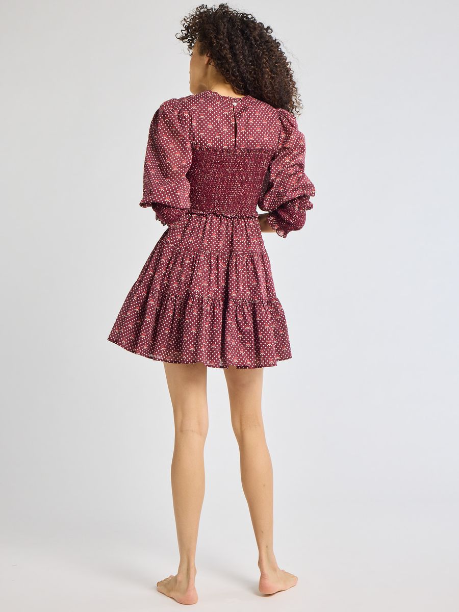 Mille Maeve Dress - Burgundy Foulard