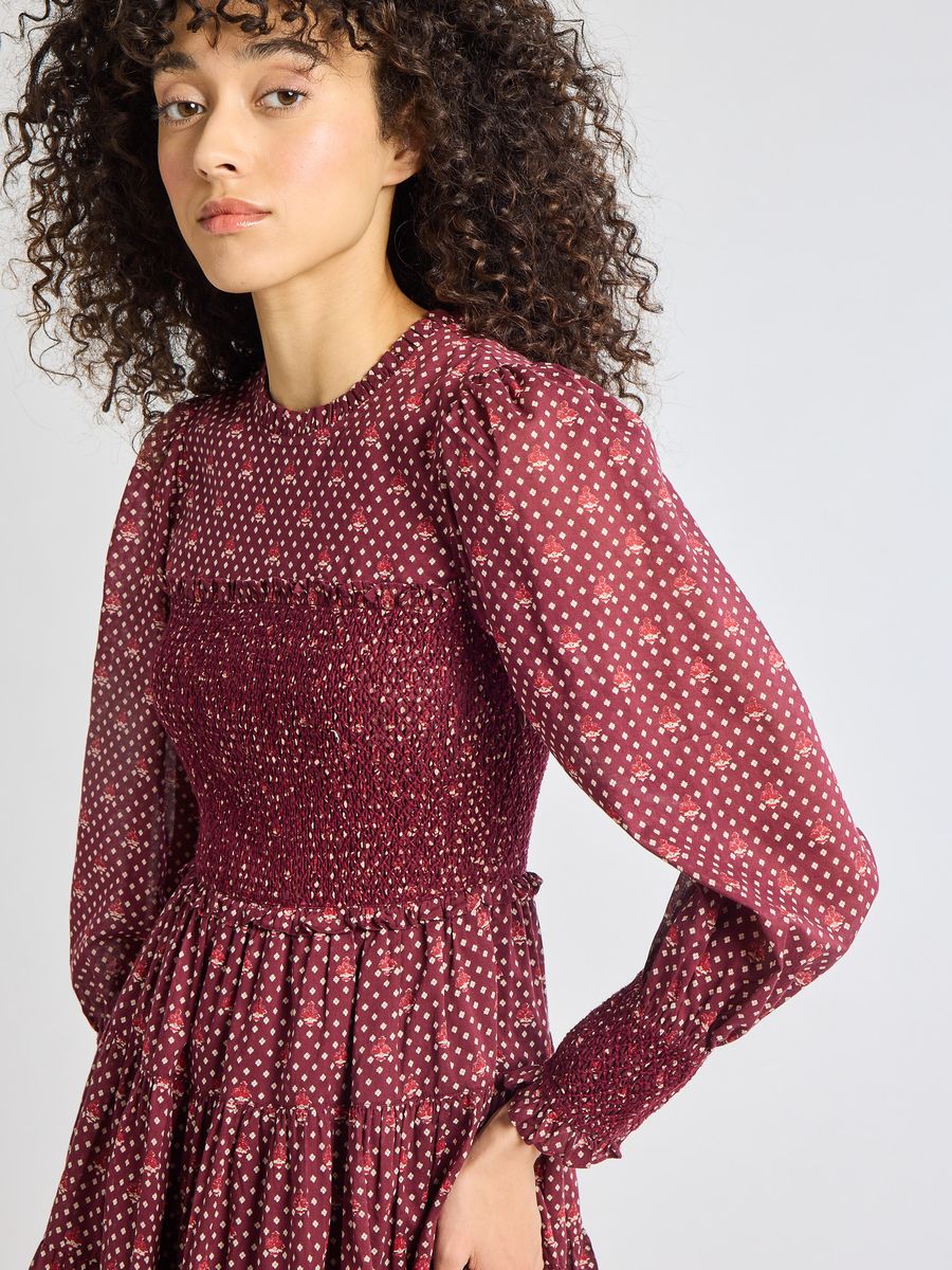 Mille Maeve Dress - Burgundy Foulard