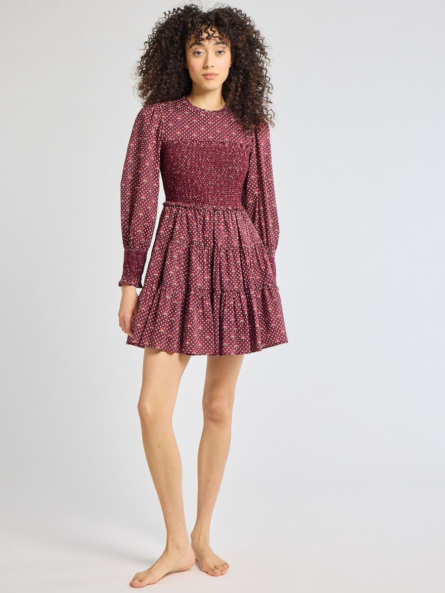 Mille Maeve Dress - Burgundy Foulard