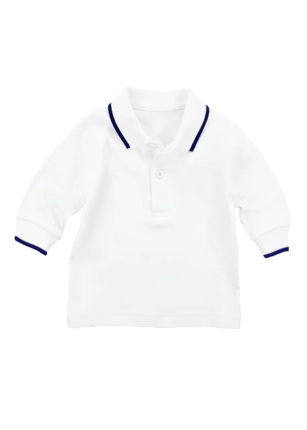 Florence Eiseman Long Sleeve Polo w/ Navy Tipping
