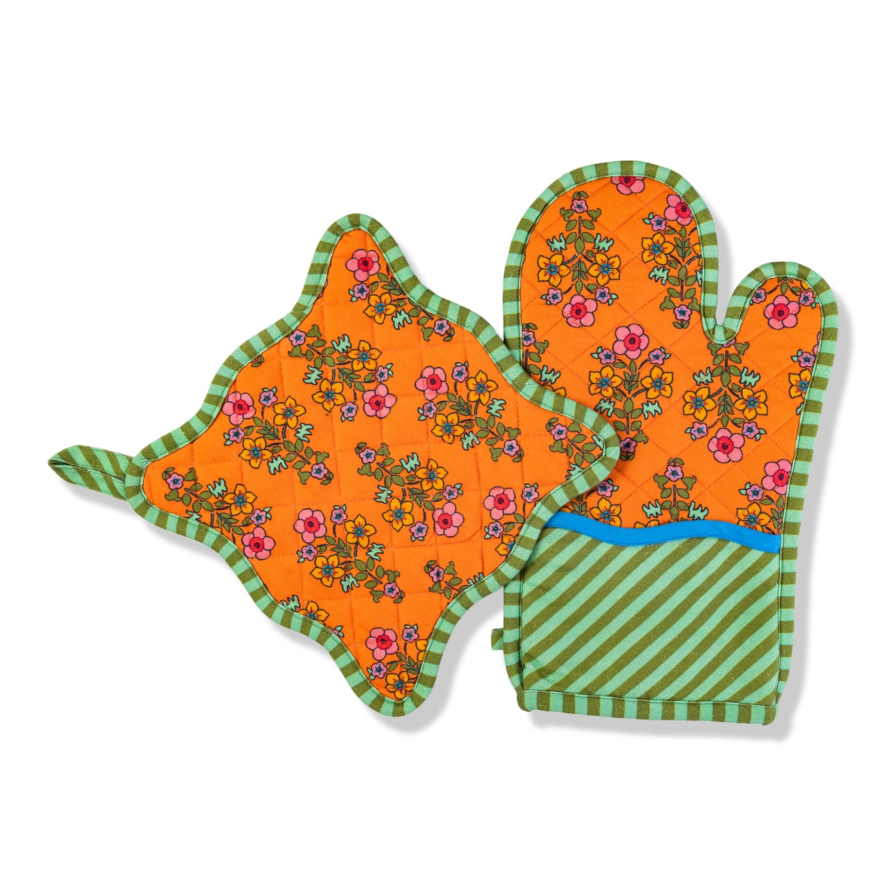 Furbish Studio Orange Pot Holder & Oven Mitt Set