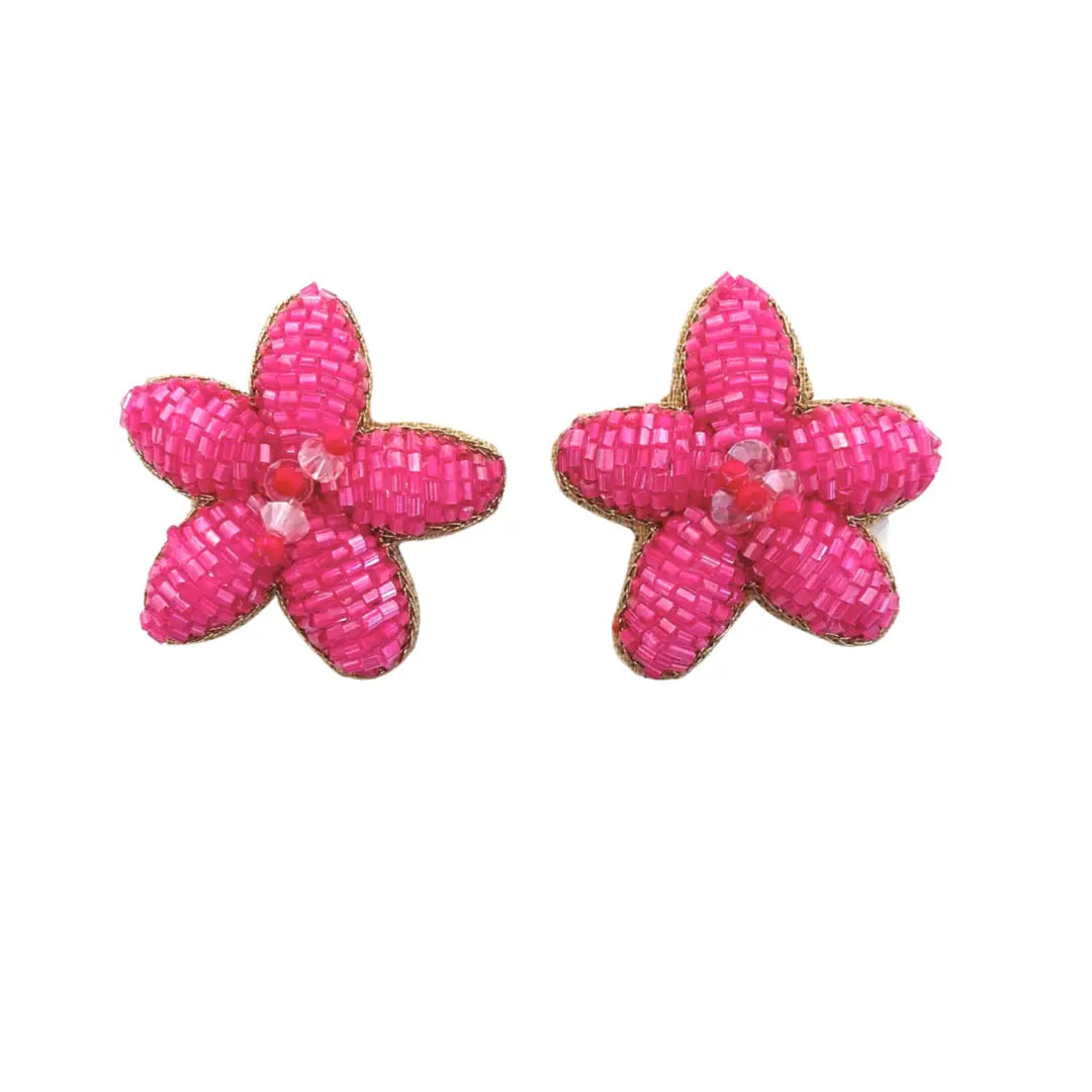 Beth Ladd Collections Hot Pink Flower Earrings