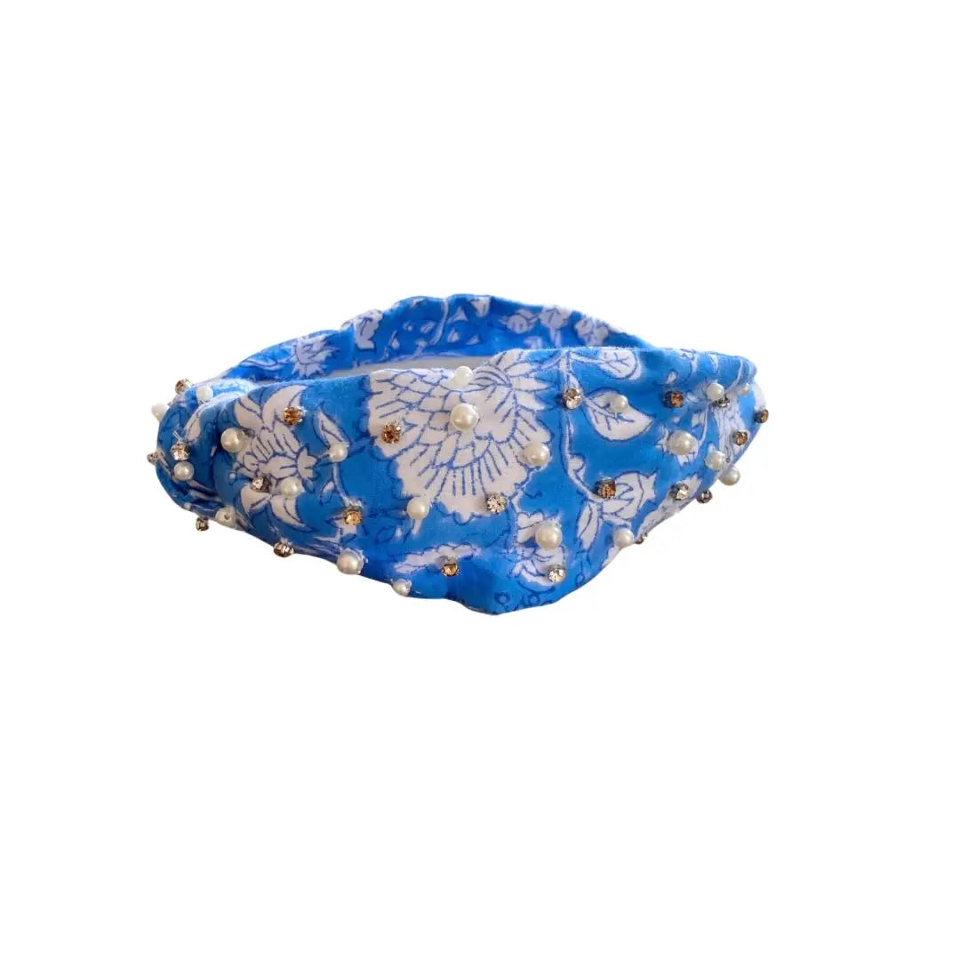 Beth Ladd Collections Block Print Headband - Harbor Bay Blue