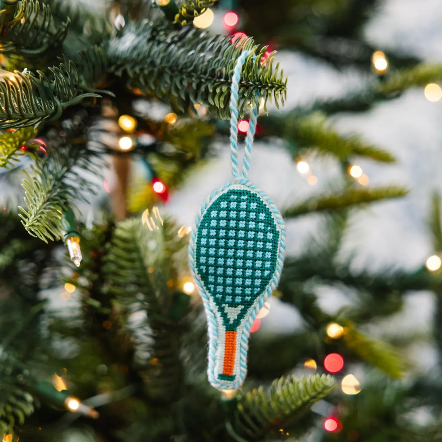 Furbish Studio Needlepoint Ornament - Tennis Racket