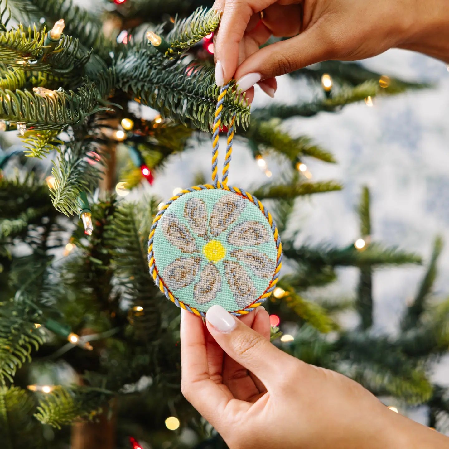 Furbish Studio Needlepoint Ornament - Oyster