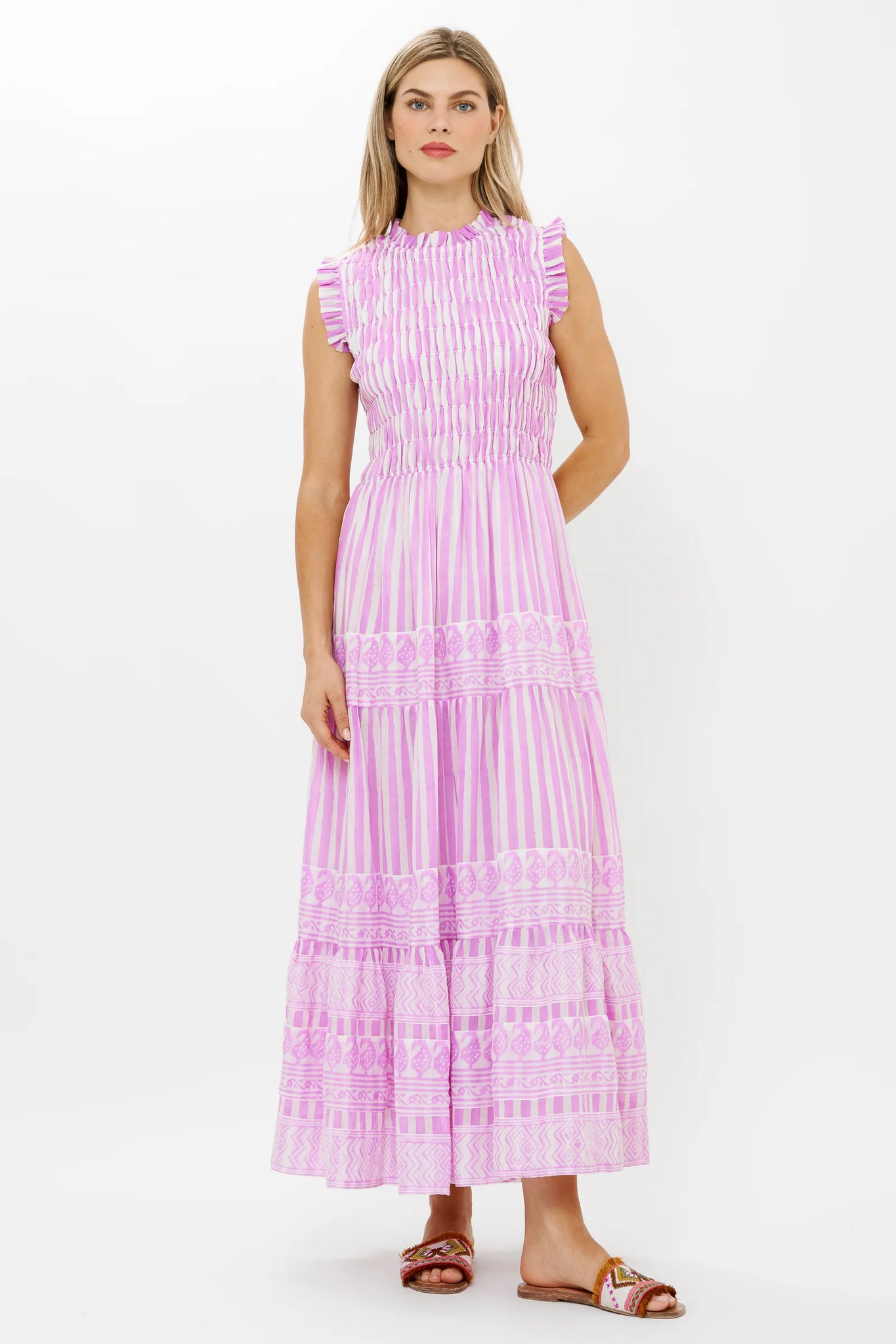 oliphant smocked maxi dress Sleeveless The smocked bodice provides Select Size:41 week2726_20260628 Dressing for Winter Weddings: