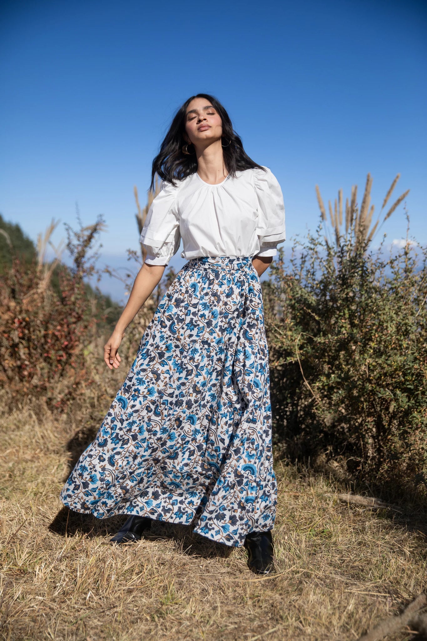 Beyond By Vera Gia Skirt - Last Blooms Blue