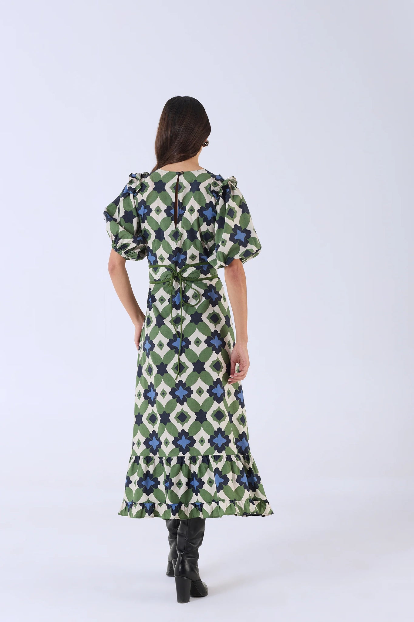 Beyond By Vera Antonia Dress - Mosaic Green