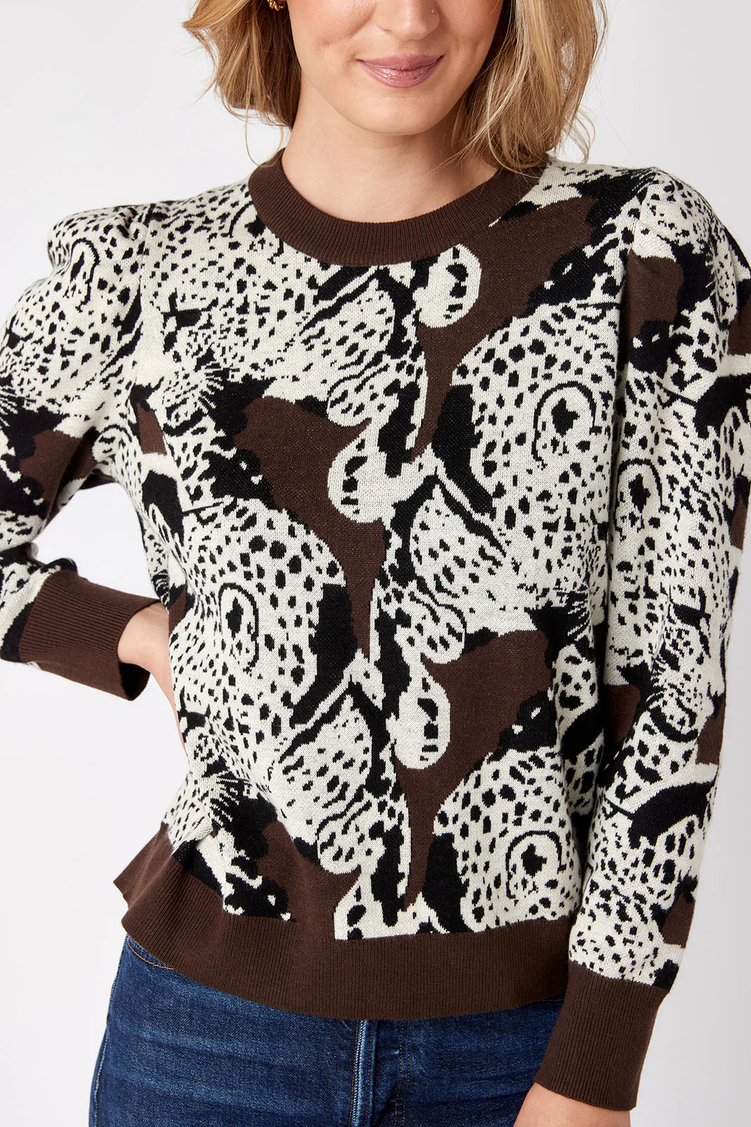 Crosby Bixby Sweater - Mocha Leopard