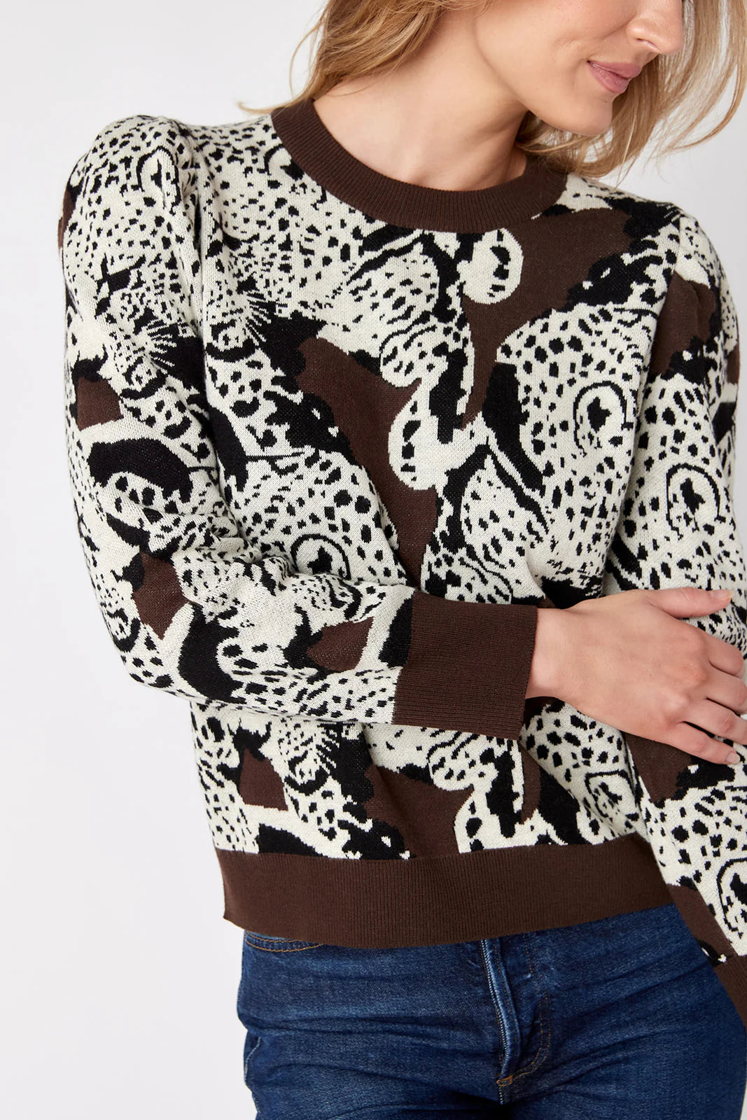 Crosby Bixby Sweater - Mocha Leopard