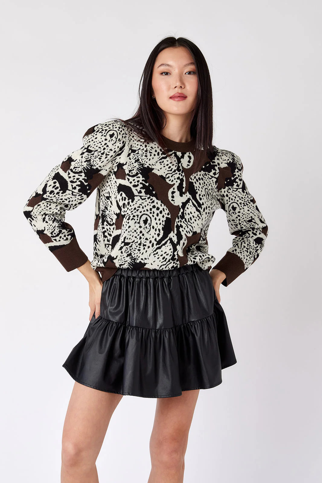 Crosby Bixby Sweater - Mocha Leopard