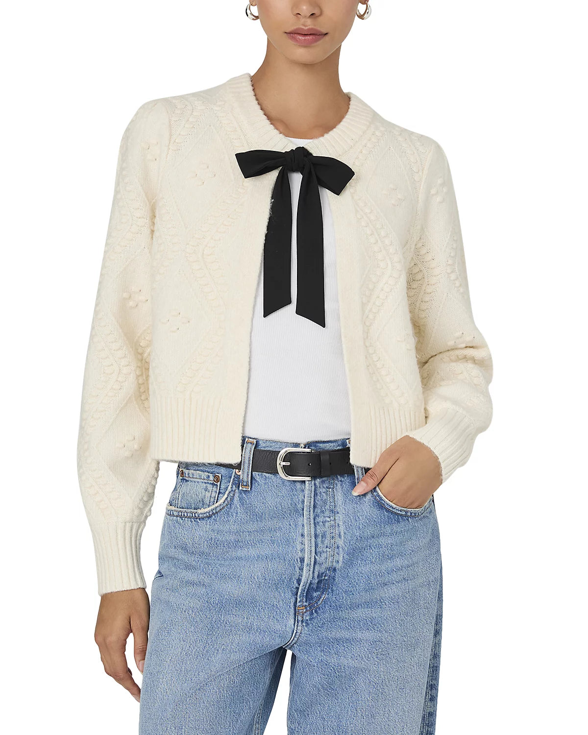 French Connection Kitty Bobble Cardigan - Winter White