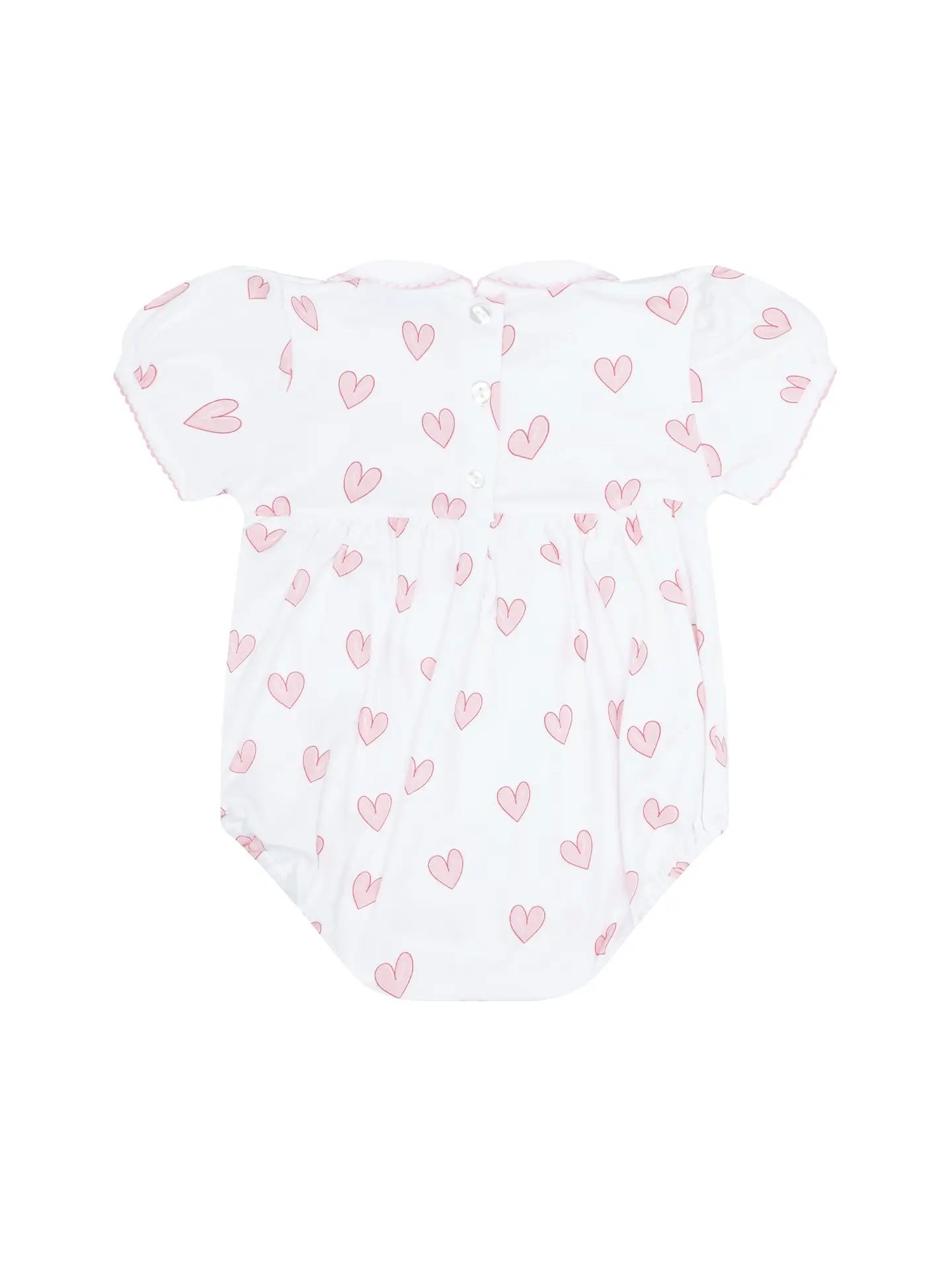 Nellapima Pink Heart Print Smocked Bubble
