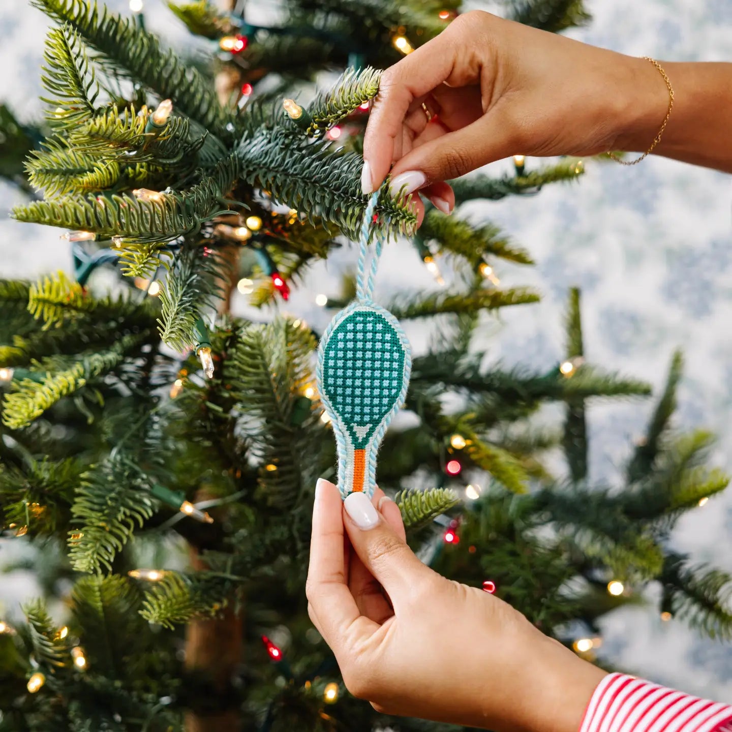 Furbish Studio Needlepoint Ornament - Tennis Racket