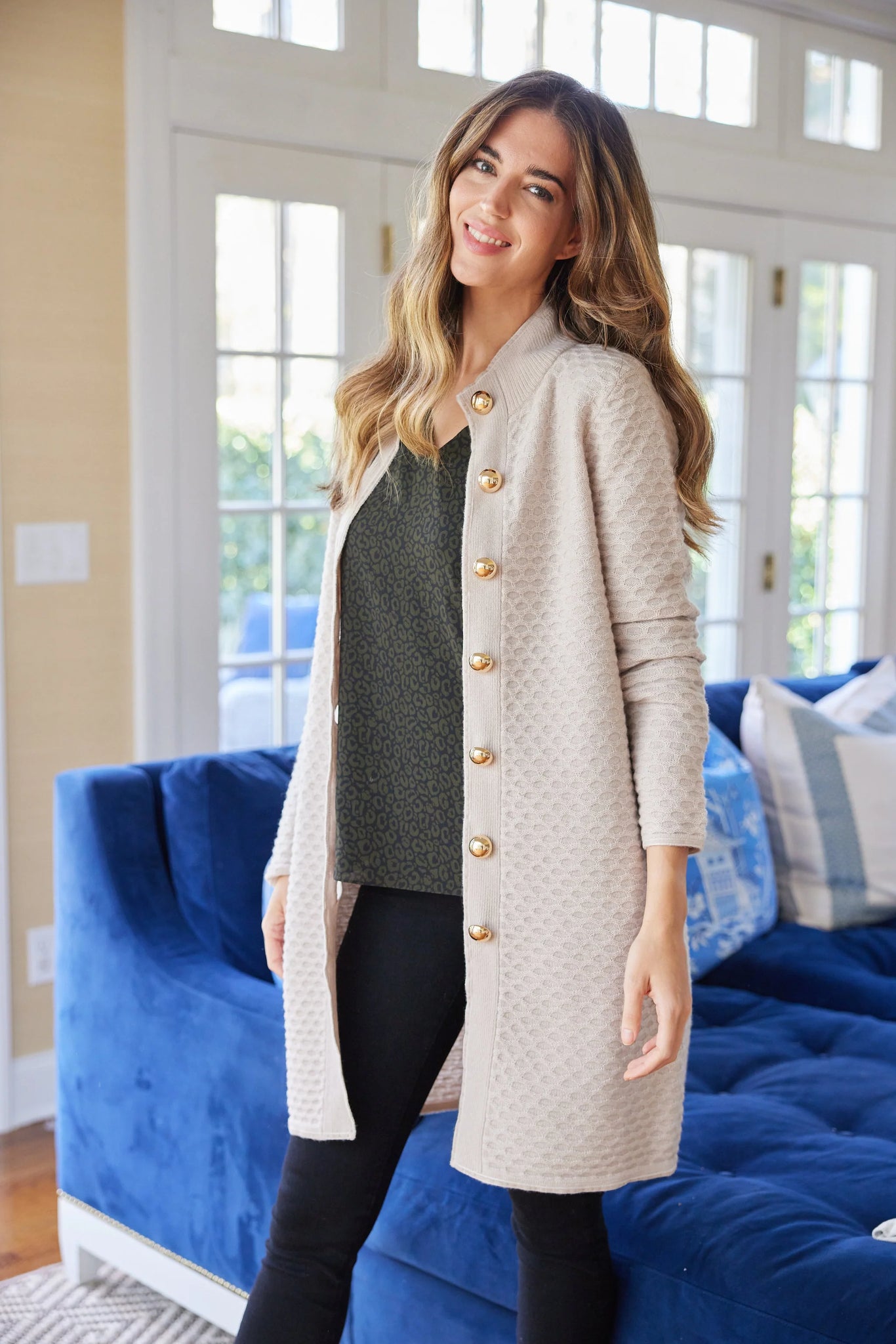 Sail to Sable Button Front Honeycomb Knit Cardigan - Camel