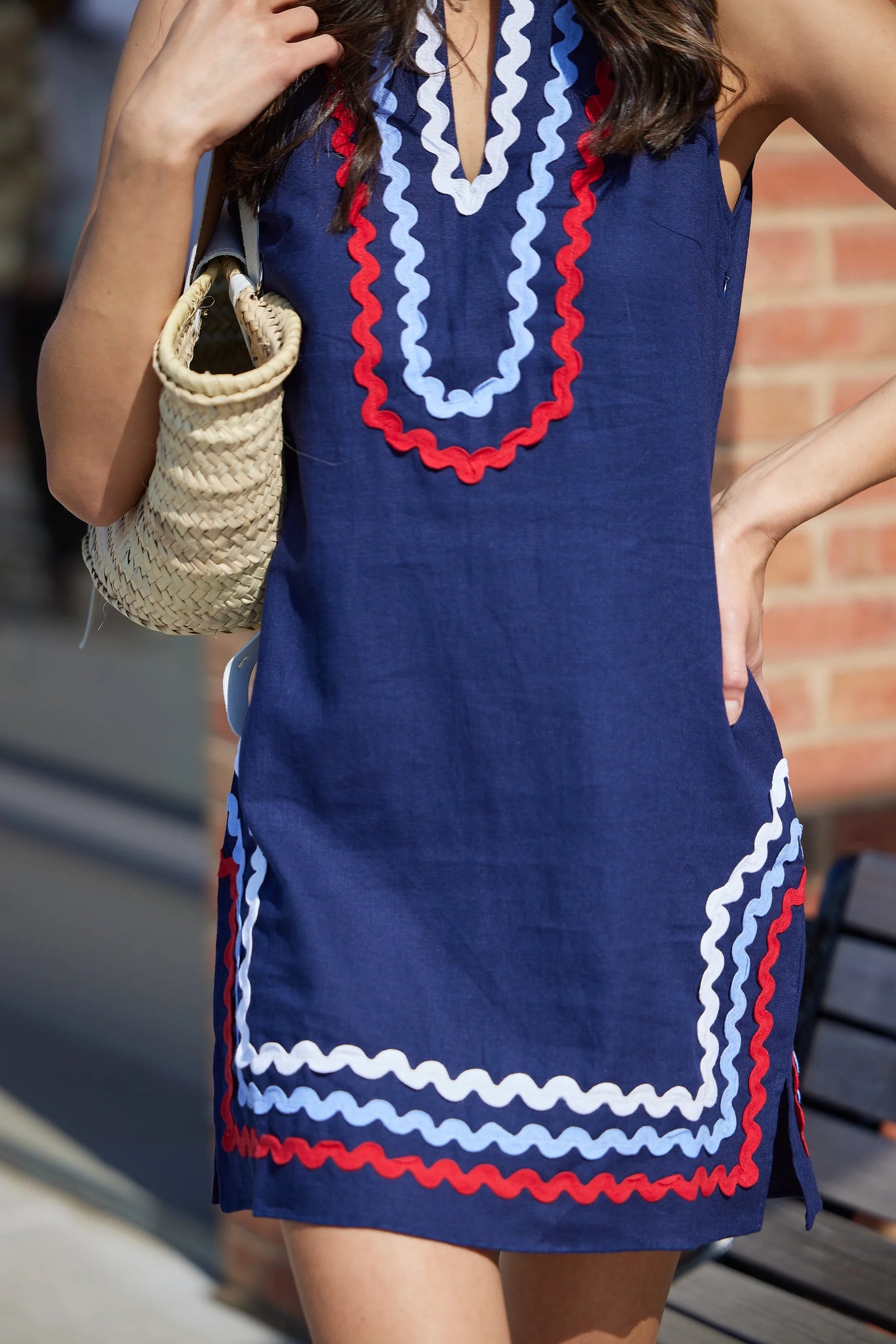 Sail to Sable Navy Sleeveless Classic Tunic with Ric-Rac Trim