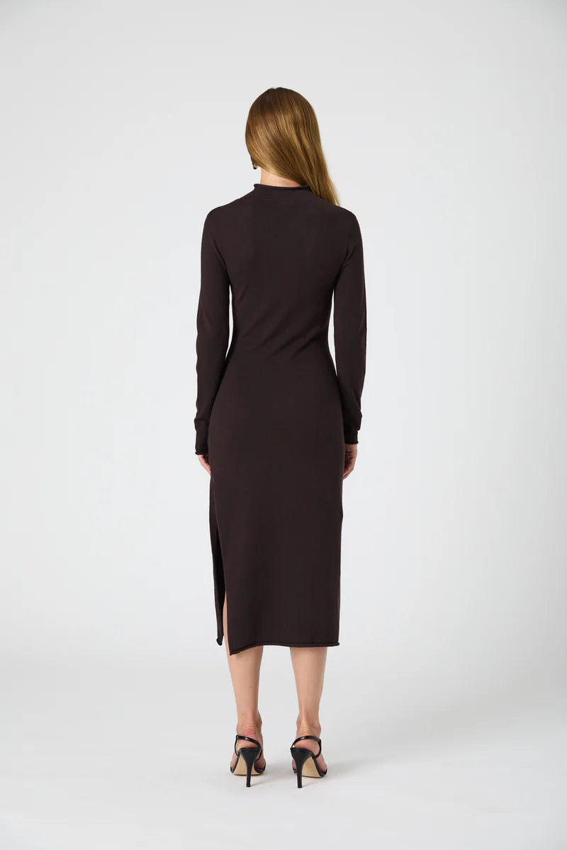 French Connection Cosysoft Side Split Midi Dress - Chocolate Ganache