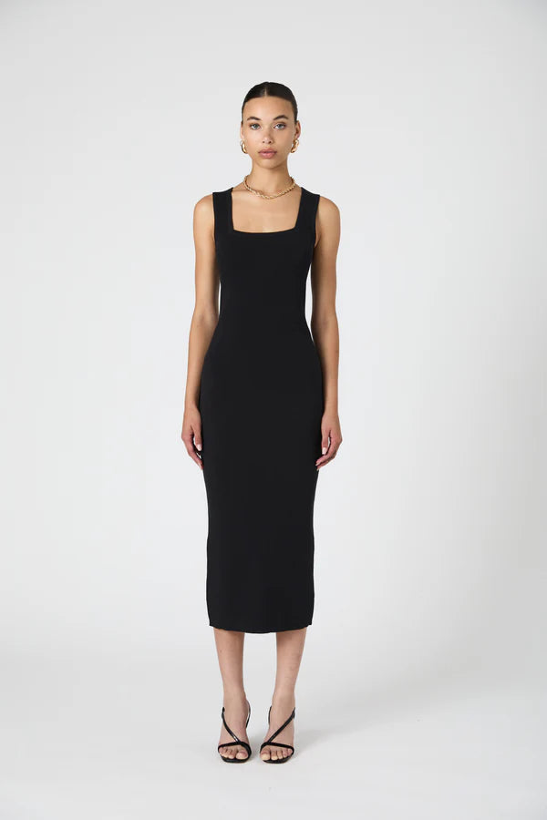 French Connection Mozza Square Neck Sleeveless Dress - Black