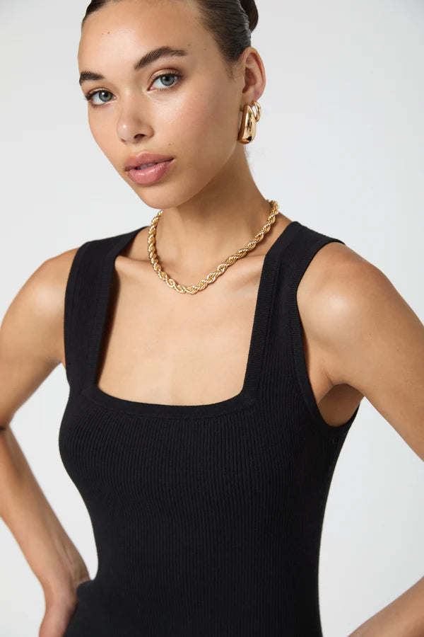 French Connection Mozza Square Neck Sleeveless Dress - Black