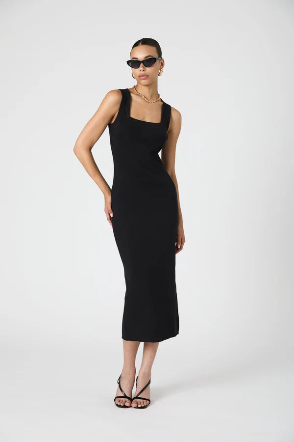 French Connection Mozza Square Neck Sleeveless Dress - Black