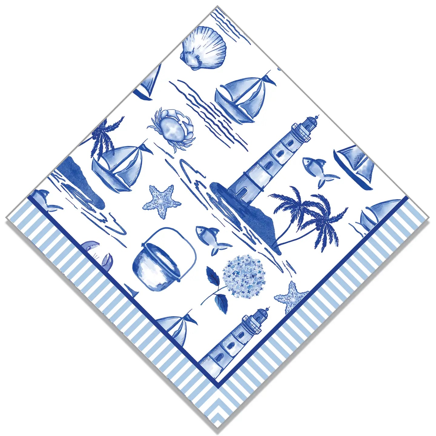 WH Hostess Paper Cocktail Napkins - Seaside Toile