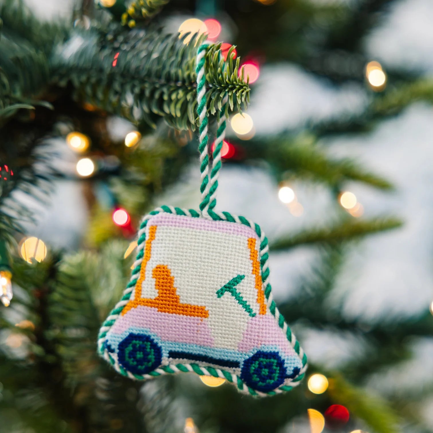 Furbish Studio Needlepoint Ornament - Golf Cart