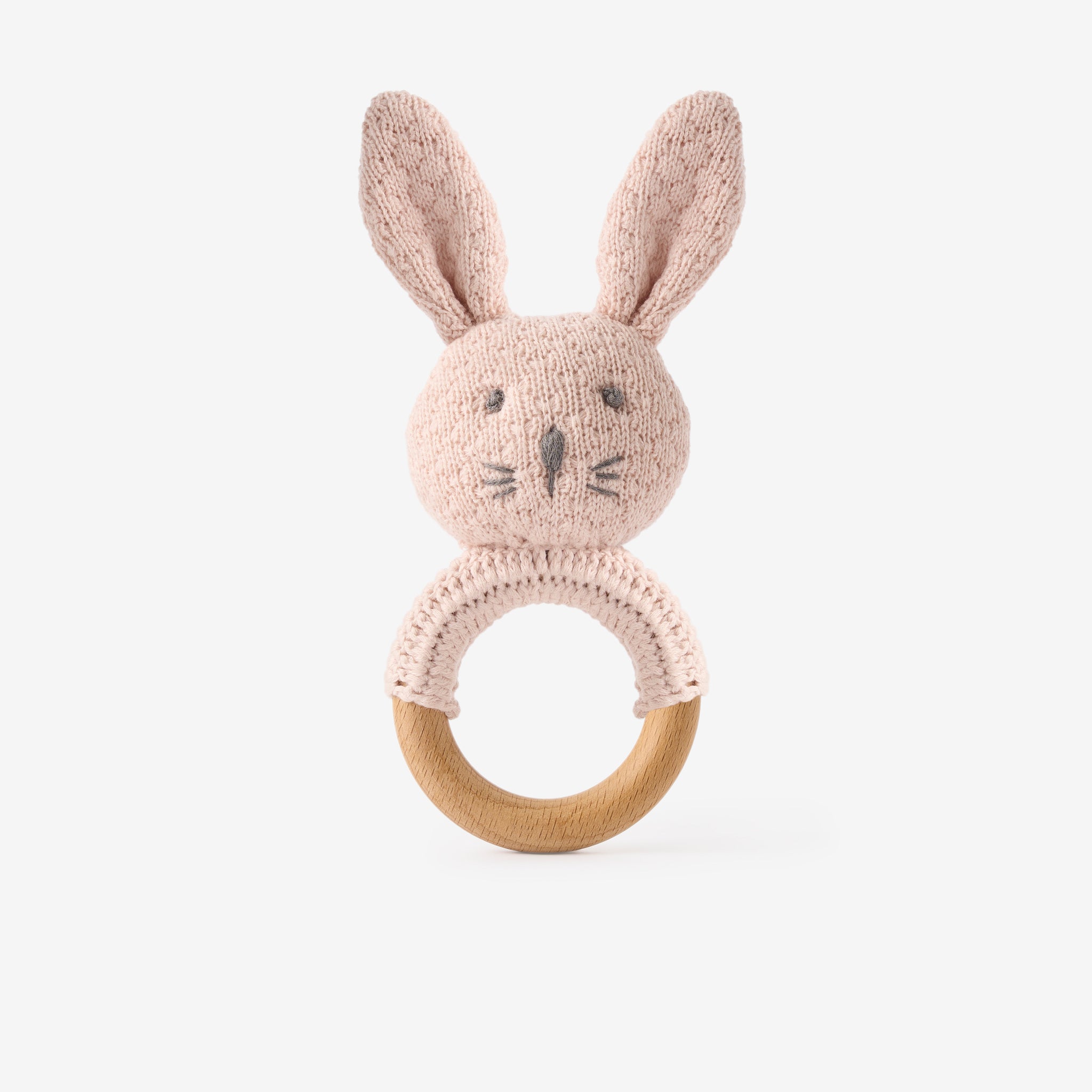 Elegant Baby Blush Knit Bunny Rattle - Pink