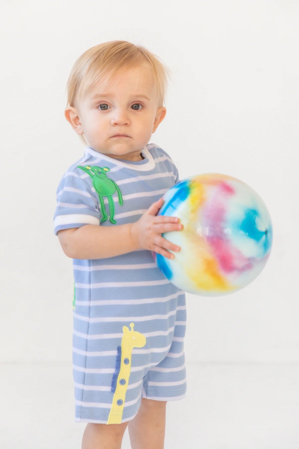 Florence Eiseman Stripe Knit Shortall - Zoo Animals