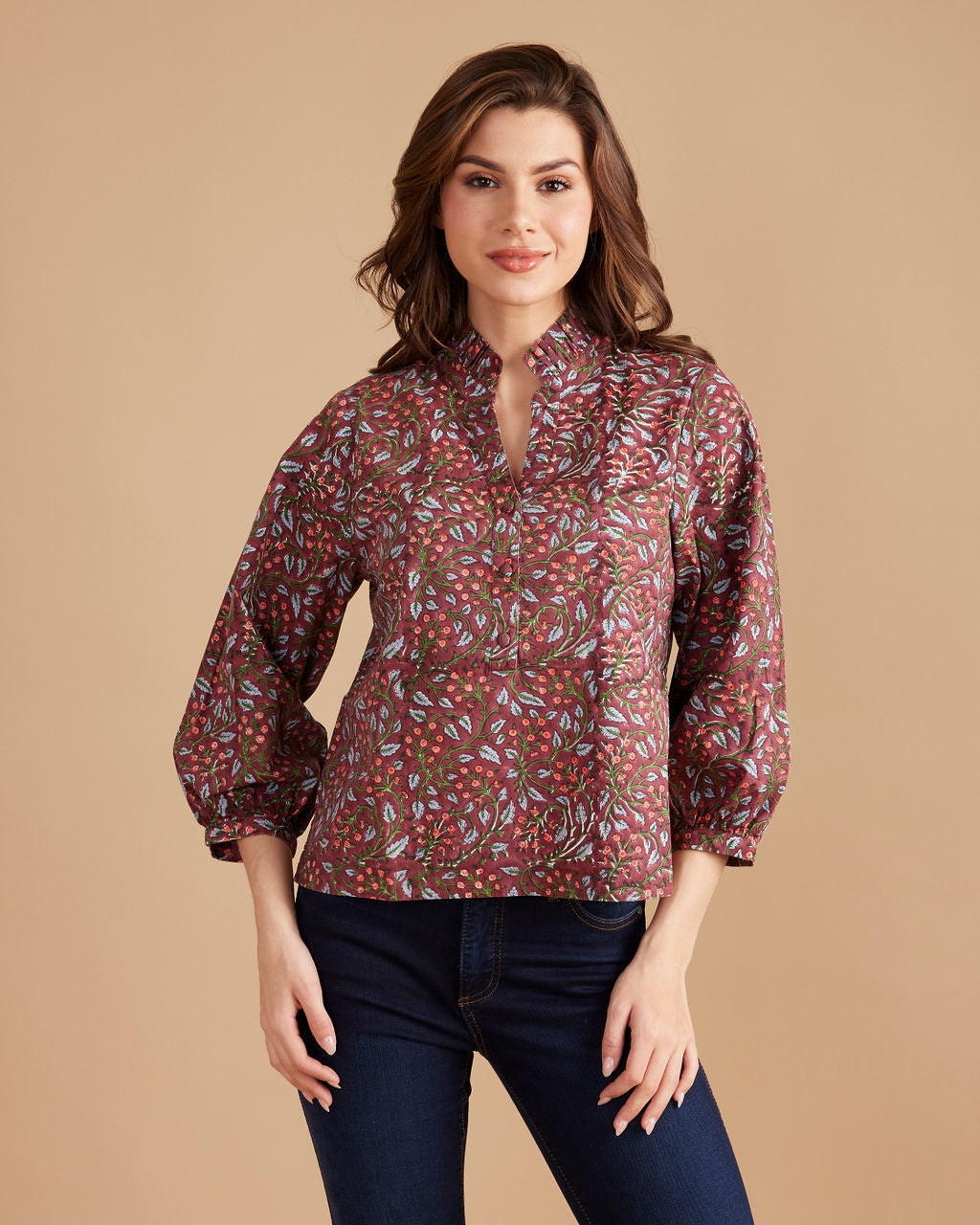 Double A Daniella Top - Climbing Floral