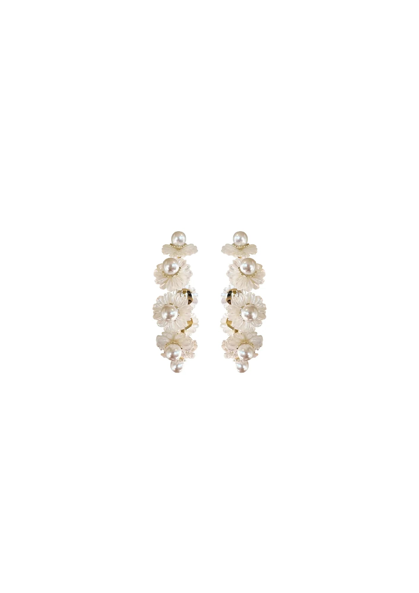 Nicola Bathie Petite Mother of Pearl Wildflower Hoops