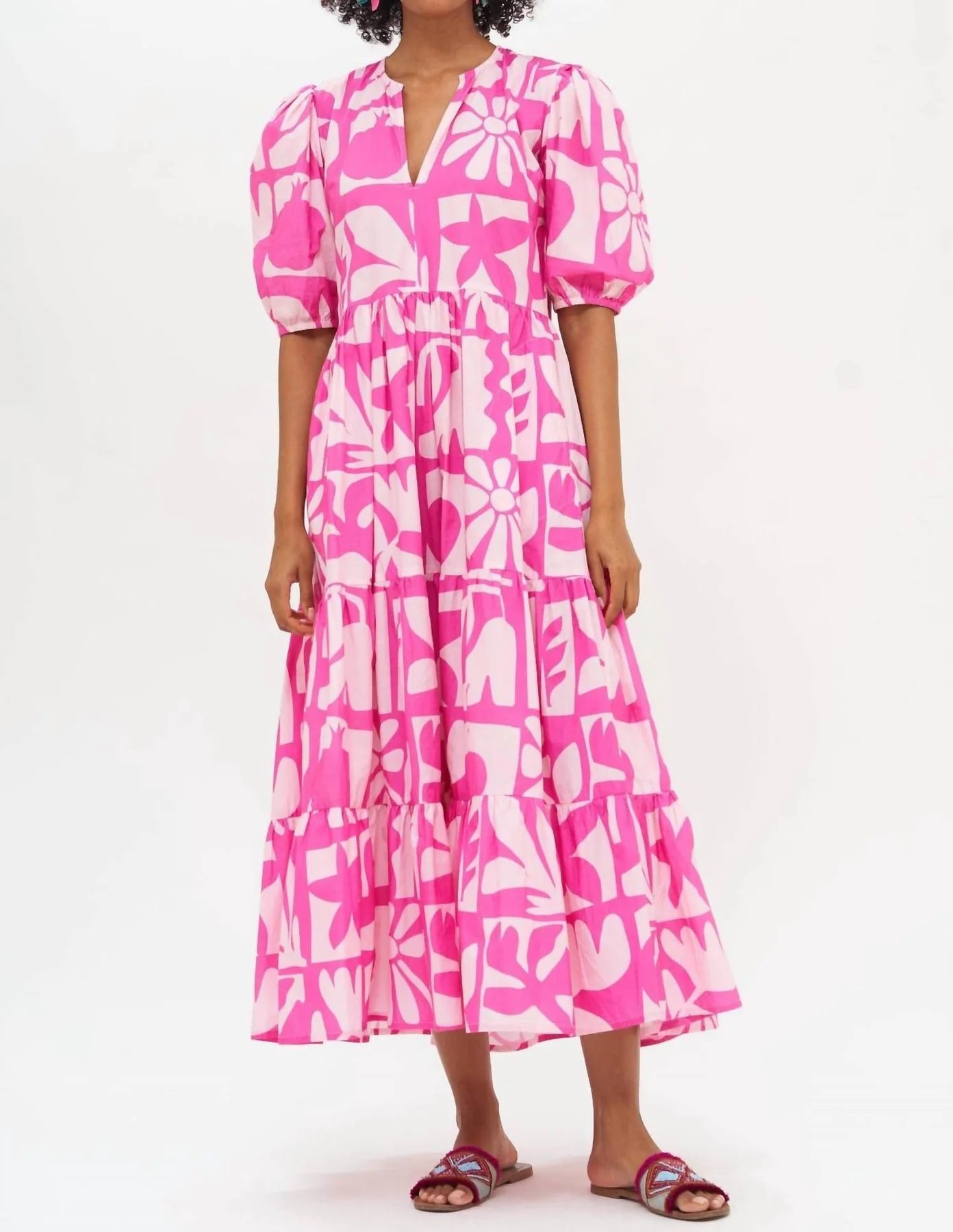 OLIPHANT Puff Sleeve Maxi Dress - Pink