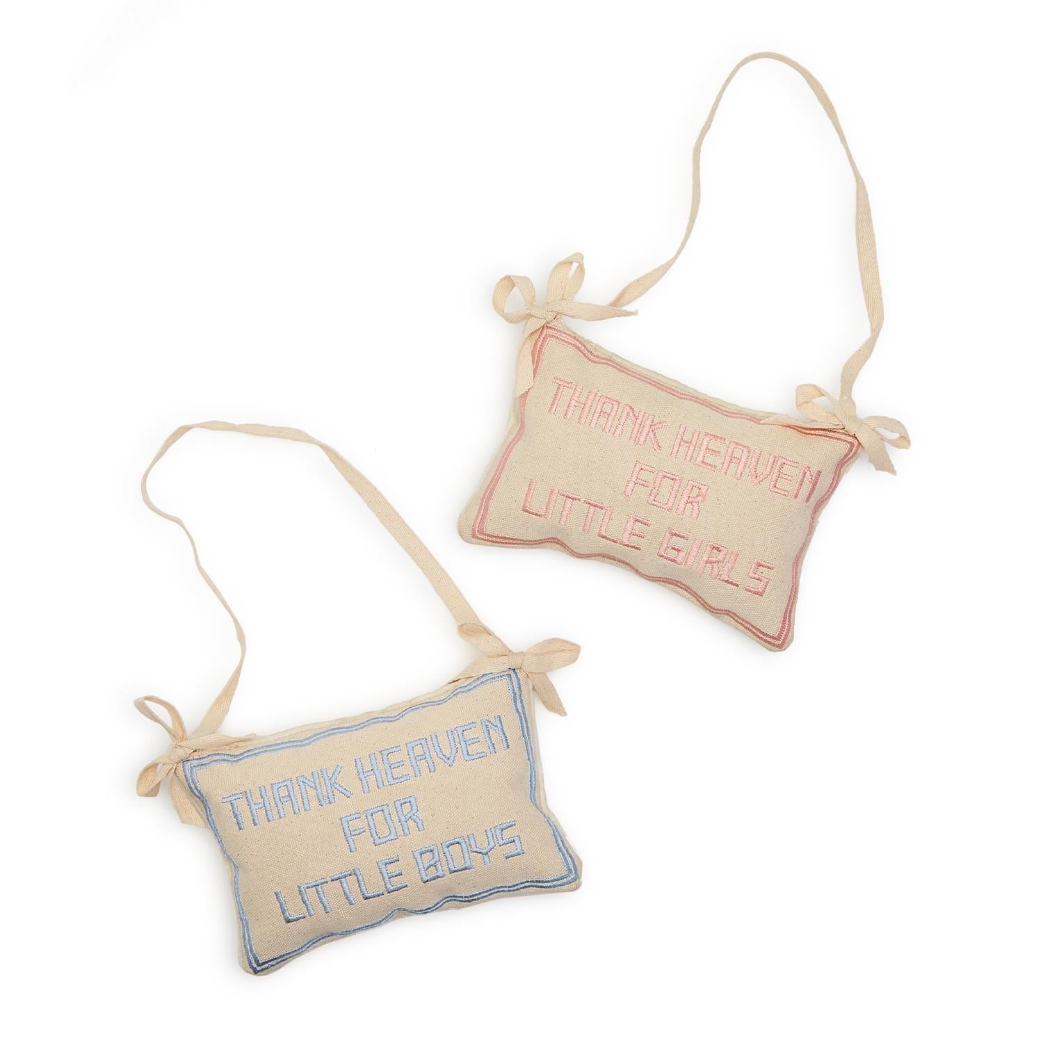 Twos Company Embroidered Pillow Door Hanger - Thank Heaven