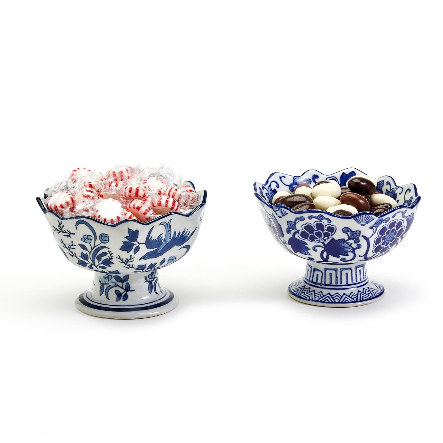 Two's Company Scalloped Edge Footed Bowl
