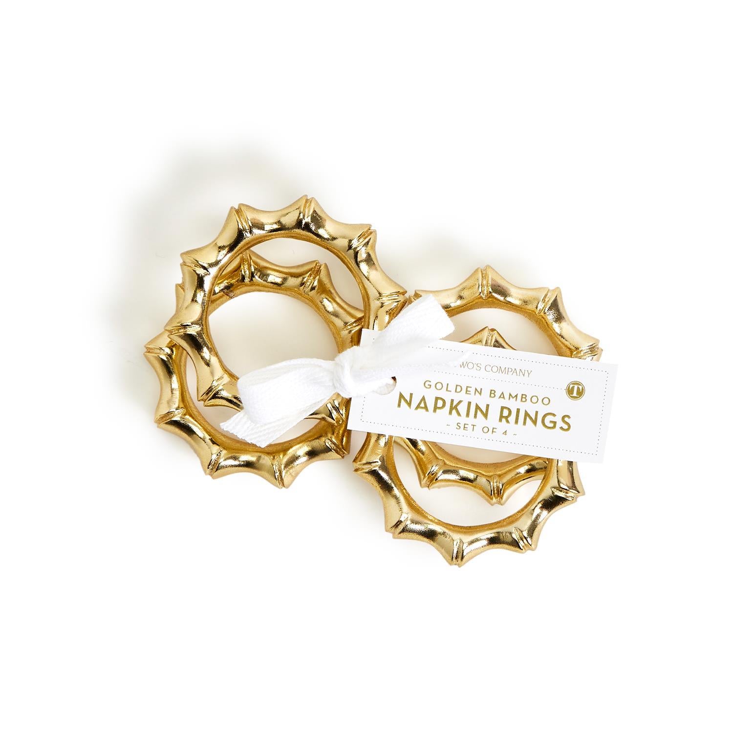 Two's Company Golden Bamboo Napkin Rings