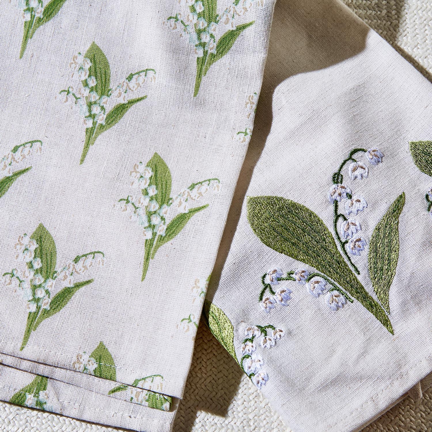 Twos Company Lily of the Valley Set of 2 Dish Towels