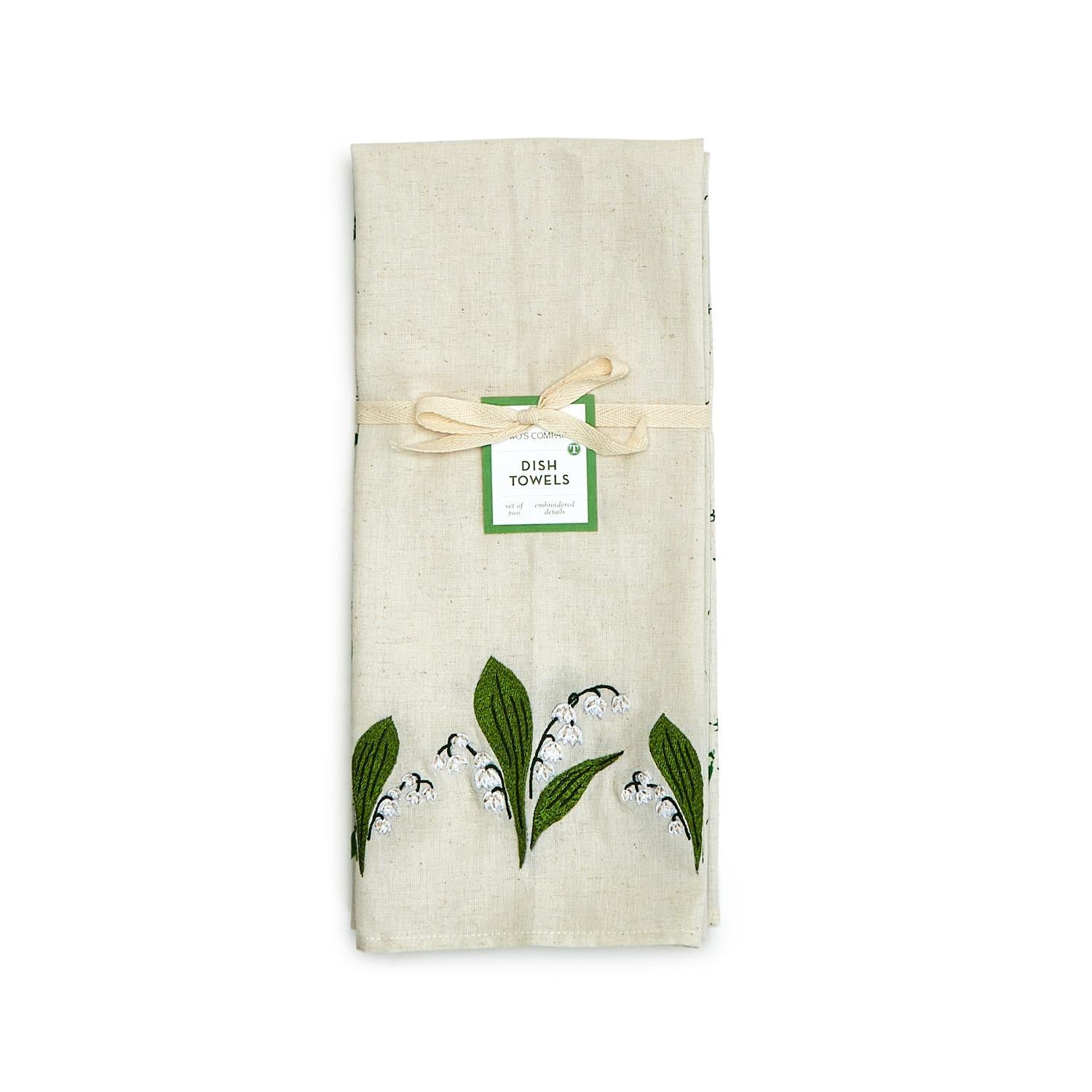 Twos Company Lily of the Valley Set of 2 Dish Towels